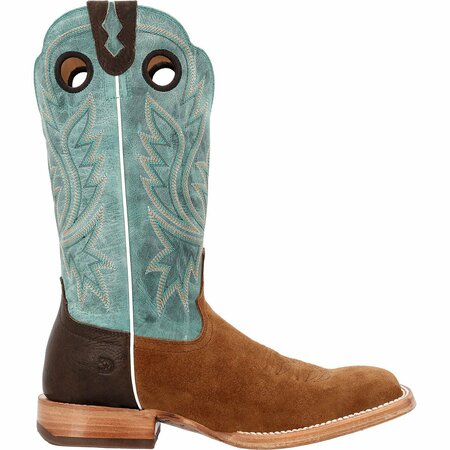 Durango Men's PRCA Collection Roughout Western Boot, WHISKEY TOBACCO/AQUA, M, Size 8 DDB0467